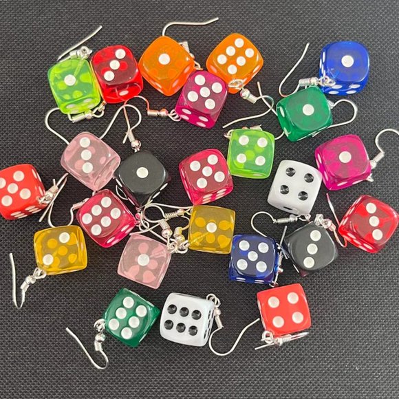 Jewelry - **NEW! PLAYING DICE EARRINGS funny awesome funky unique Yahtzee Die party